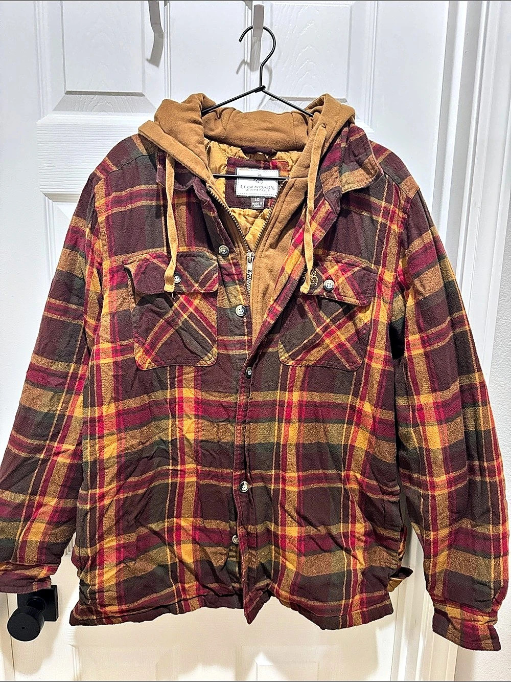 Legendary Whitetails Men's Maplewood Hooded Flannel Shirt Jacket Plaid Hooded